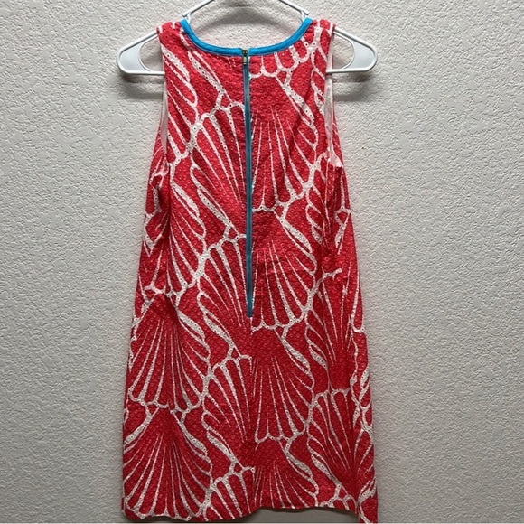 CROWN & IVY Coral White Teal Seashell Sleeveless Shift Dress Women’s Size 6 EUC - Picture 5 of 5